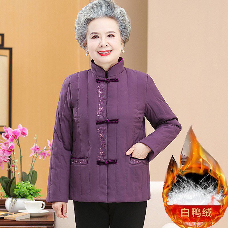 奶奶羽绒服60岁以上中老年人冬装女妈妈短款太太轻薄棉衣内胆老人