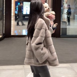 水貂毛外套女冬2025新款 环保仿皮草年轻毛毛大衣轻奢保暖立领夹克