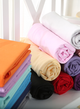 玫红色圆角贴边床单o果绿全棉纯色大红色双人大床单双人单件