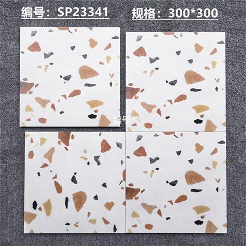 北欧全瓷彩色水磨石瓷砖卫生间厨房阳台防滑地砖餐厅厕所仿古墙砖