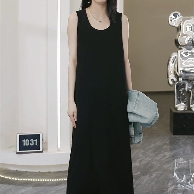 高级感针织棉背心长裙女2024夏季新款高端气质时尚显瘦无袖连衣裙