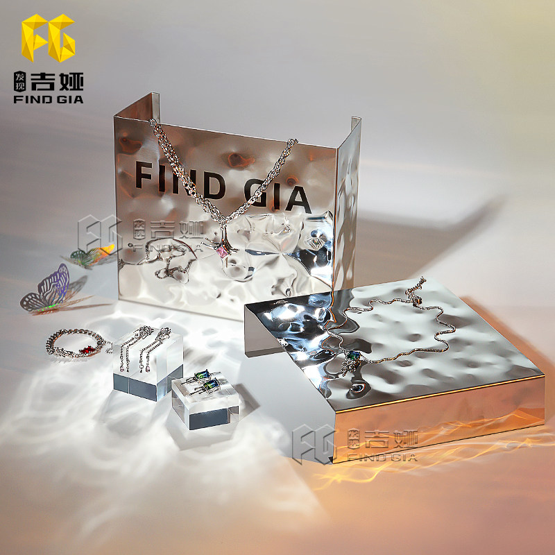 吉娅不锈钢U型鞋包凳银色水波纹展示架手提小背包展架.饰品陈列架