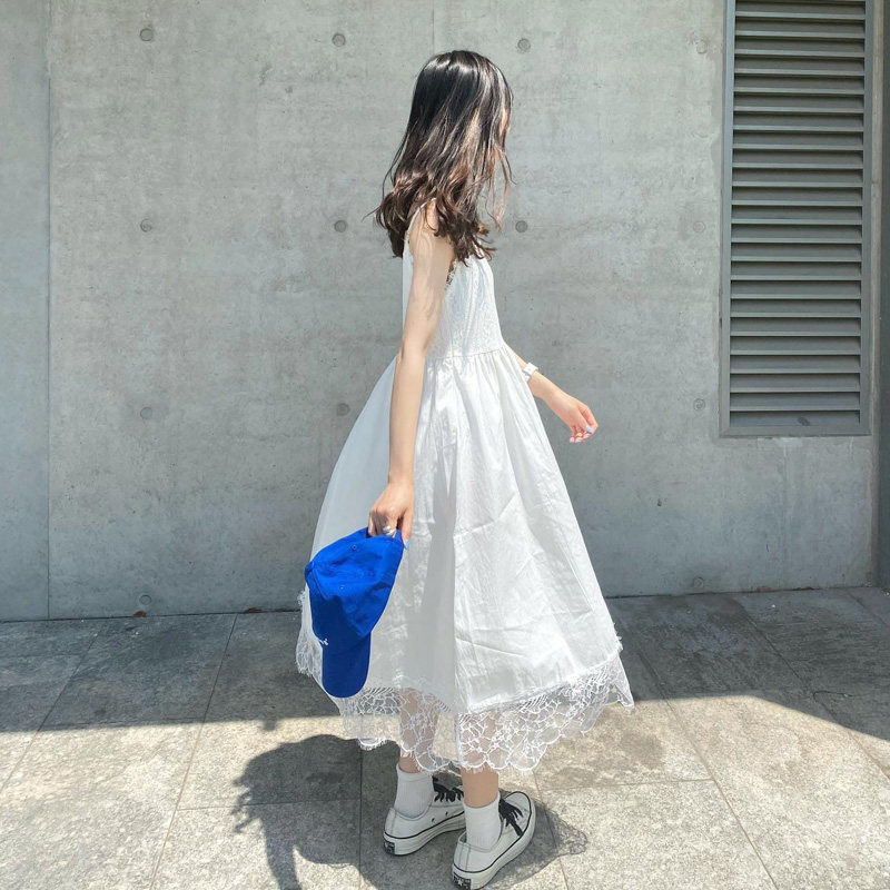 2025夏季白色蕾丝吊带裙女叠穿小个子内搭连衣裙长裙高级感打底裙