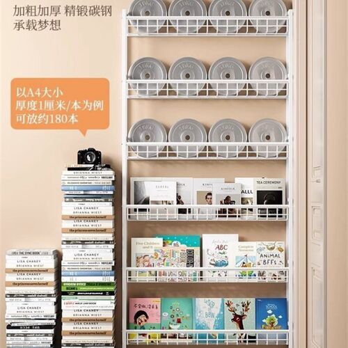 书架儿童不占用空间门后超薄铁孔板A储物架地板站立式储物架墙壁