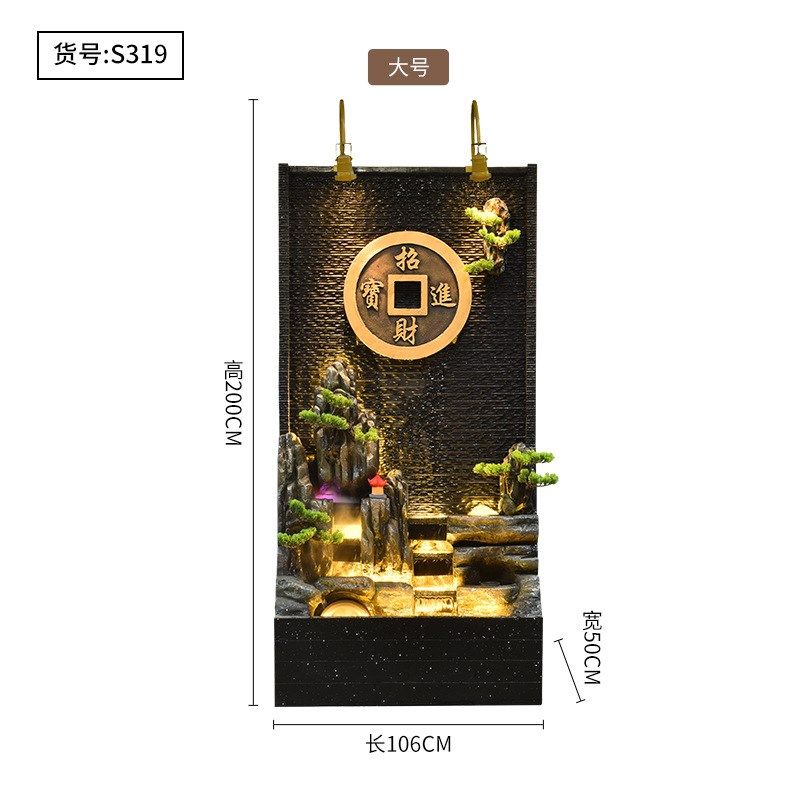 大型水幕墙庭院假山鱼池别墅玄关屏风酒J店流水墙造景花园喷泉摆
