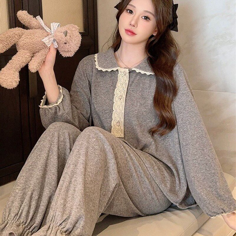 纯棉睡衣女春秋季甜美可爱少女民族风网红可外穿家居服套装秋冬