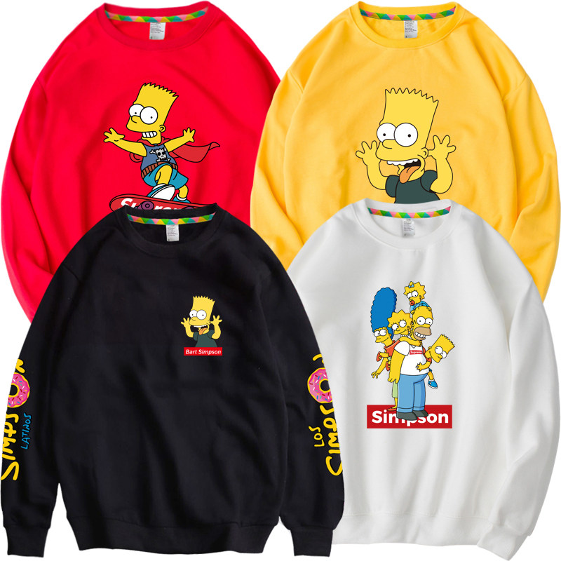 辛普森卫衣男女宽松套头长袖学生无帽秋冬新款薄款美式潮情侣衣服