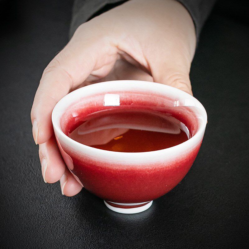 李斌郎红c主人杯手工原矿釉郎窑红品茗杯单杯个人功夫茶杯