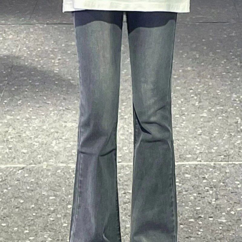 梨型身材微喇叭牛仔裤女春秋大码加绒微胖小个子高腰显瘦长裤子潮