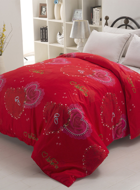 大红色结a婚被套单件婚庆双人200 230cm情侣磨毛加厚1米5单人被罩