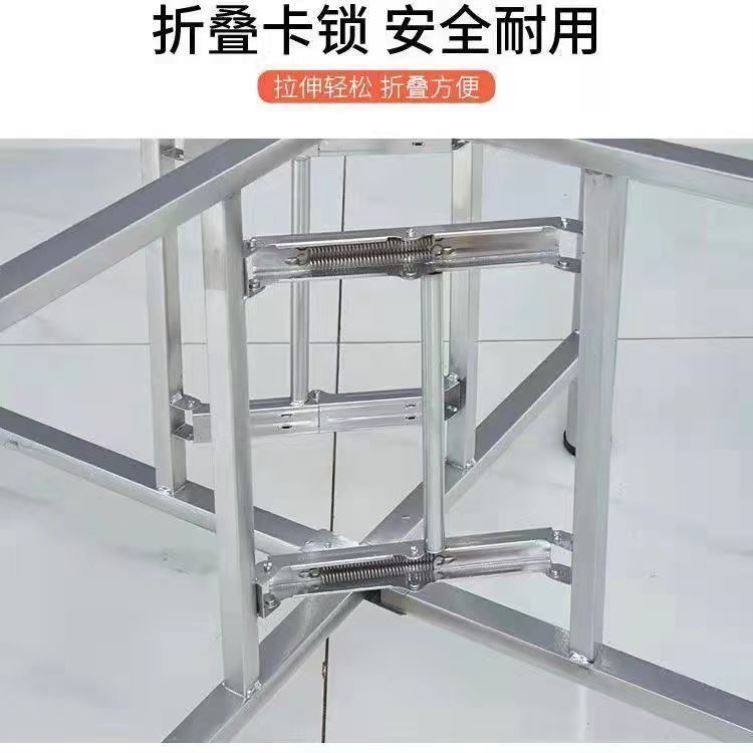 简易大圆桌架可折叠铁艺桌腿支架桌脚餐H桌桌腿折叠桌脚架折叠桌
