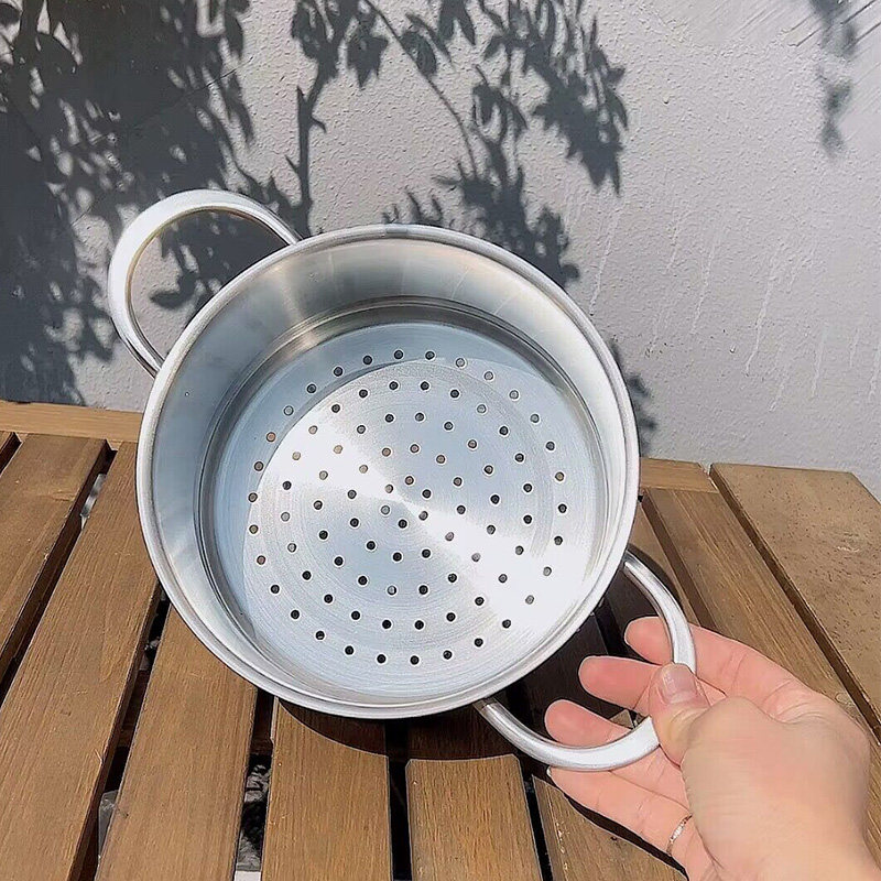双耳蒸笼18-1k0不锈钢蒸格蒸架蒸篦带把手加高蒸隔层蒸架托