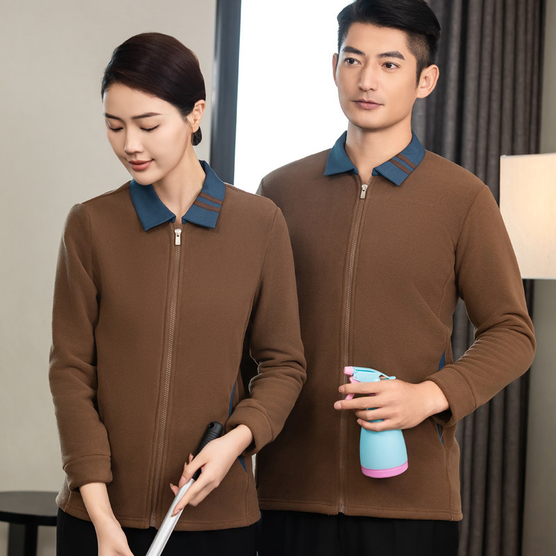 加绒卫衣保洁工作服清洁员阿姨物业小区商场企业酒店客房男秋冬厚