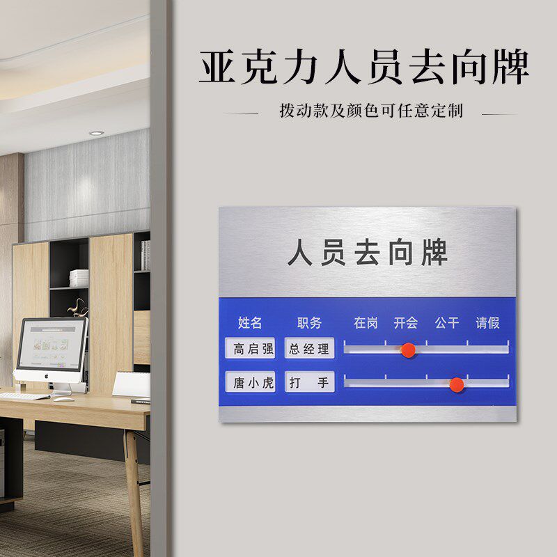 亚克力可更换去向牌办公室门牌工作人员状态牌科T室牌岗位牌定制
