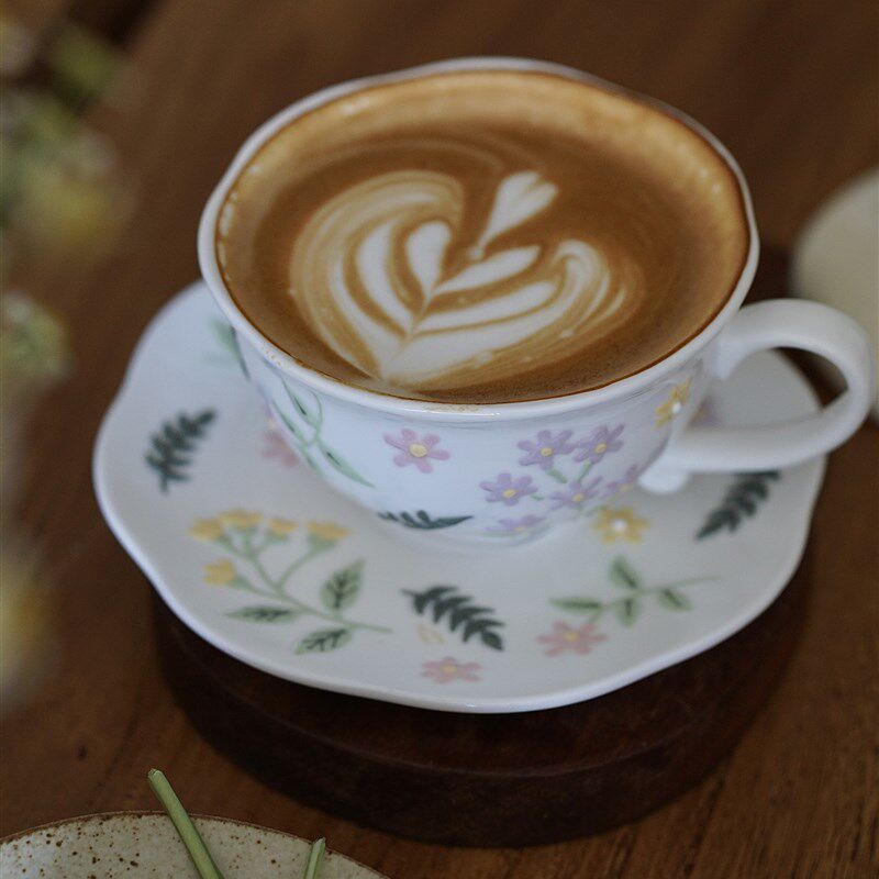 花间树里。手绘k清新碎花咖啡杯碟拉花杯下午茶杯杯碟咖啡杯