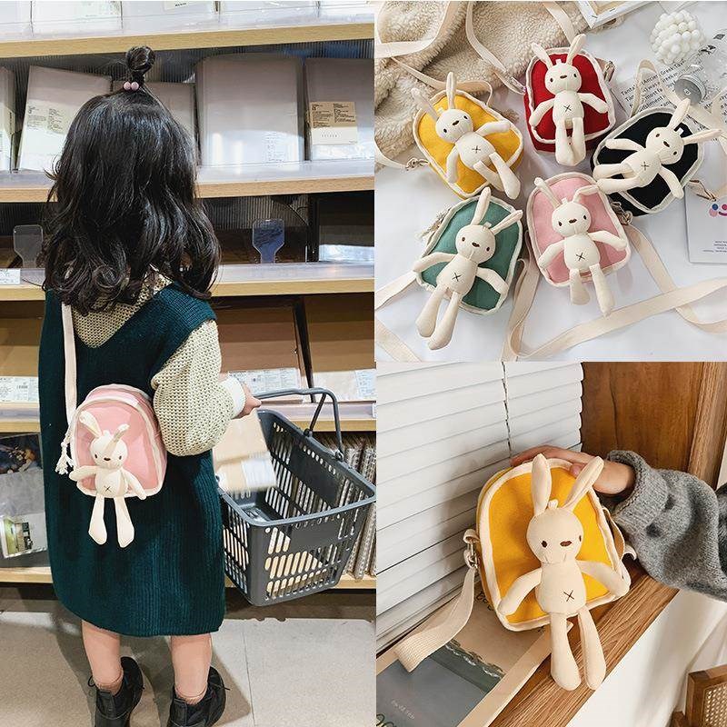 新款儿童可c爱小兔帆布斜挎小包2023夏季新款小孩子包包少女包包