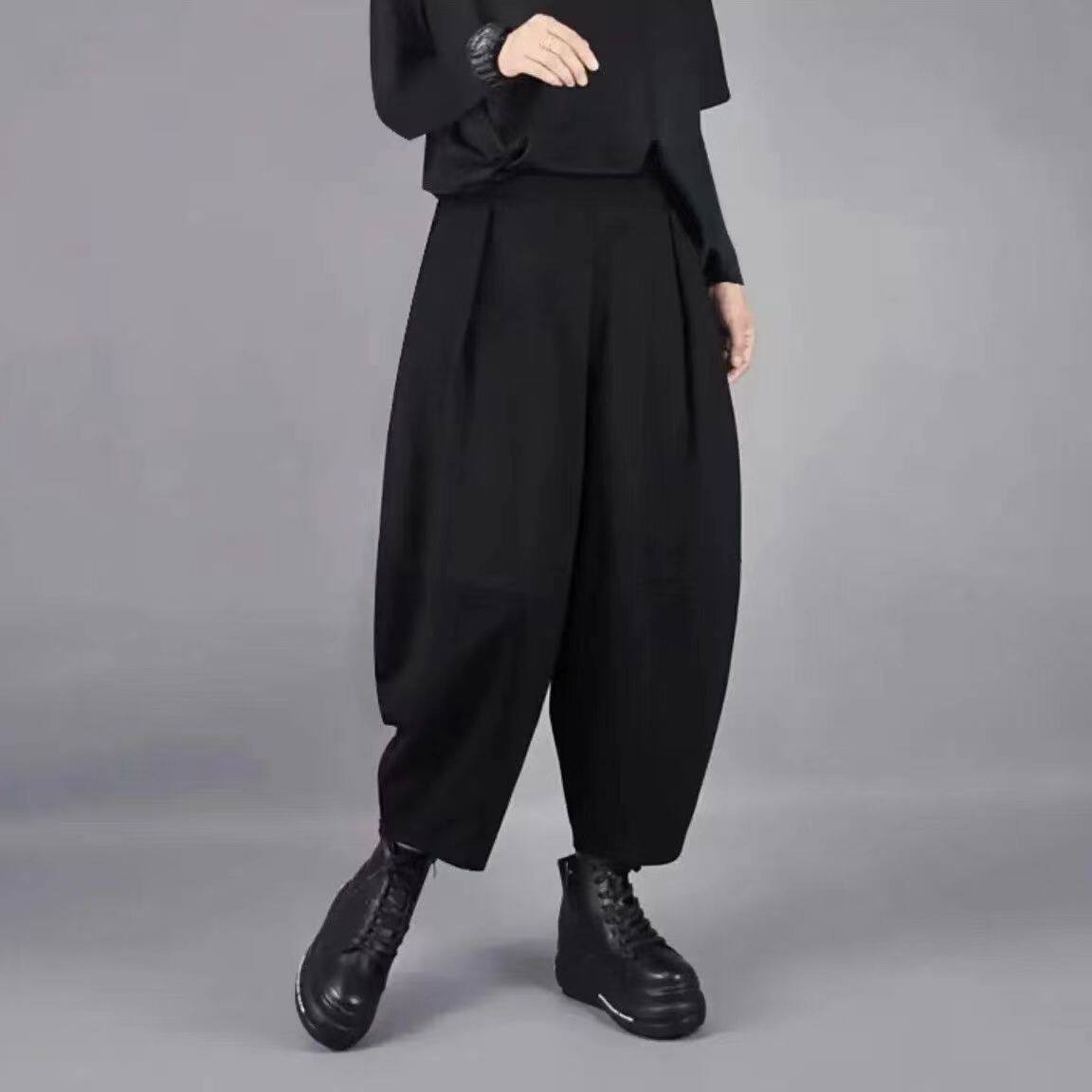 2023春秋高腰哈伦裤女士休闲韩版萝卜裤宽松阔腿灯笼裤靴加厚裤子