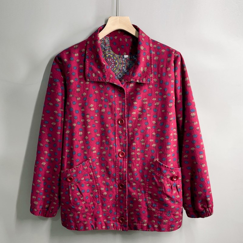 中老年人女春秋外套70岁奶奶大码衣服夹克妈妈春装新款纯棉薄上衣