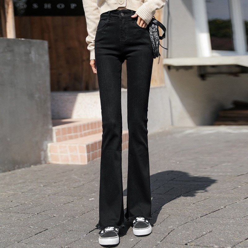 微喇牛仔裤女九分2024春夏薄款高腰喇叭长裤直筒修身显瘦裤潮宽松