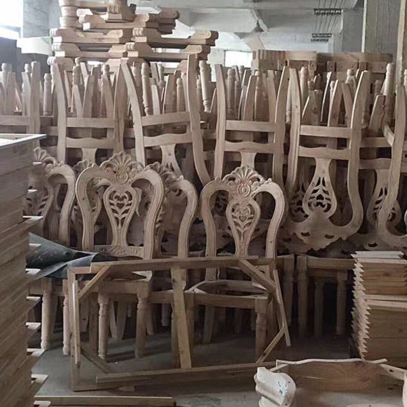 欧式椅子靠背凳家用中式橡木雕花餐桌椅现代简约餐V厅白色实木餐