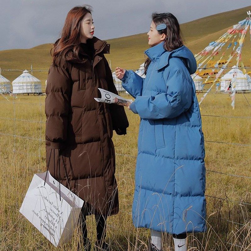 反季羽绒棉服女冬季新款中长款加厚棉衣外套宽松学生过膝长款棉袄