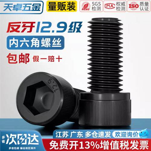 12.9级反牙内六角螺丝左