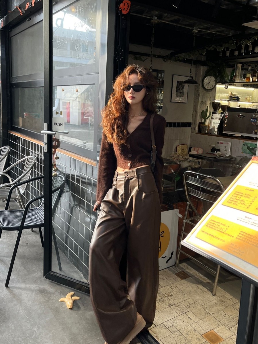 秋季御姐穿搭美拉德套装韩剧女主气质毛衣减龄针织衫皮裤高级感,女装/女士精品,时尚套装,淘宝优惠券,粉丝福利购,淘宝优惠卷