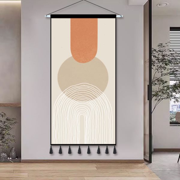简约现代莫兰迪装饰画挂布挂毯客厅沙发卧室几何抽象布艺挂画壁毯图片