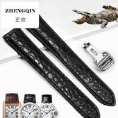 圆纹鳄鱼皮表带男女适配卡地亚蓝气球 Tank坦克伦敦SOLO钥匙 黑色