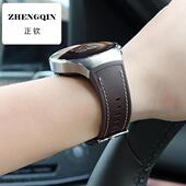 适用华为watch5表带按压式 46mm素皮氟橡胶42mm弧形无缝真皮男女款