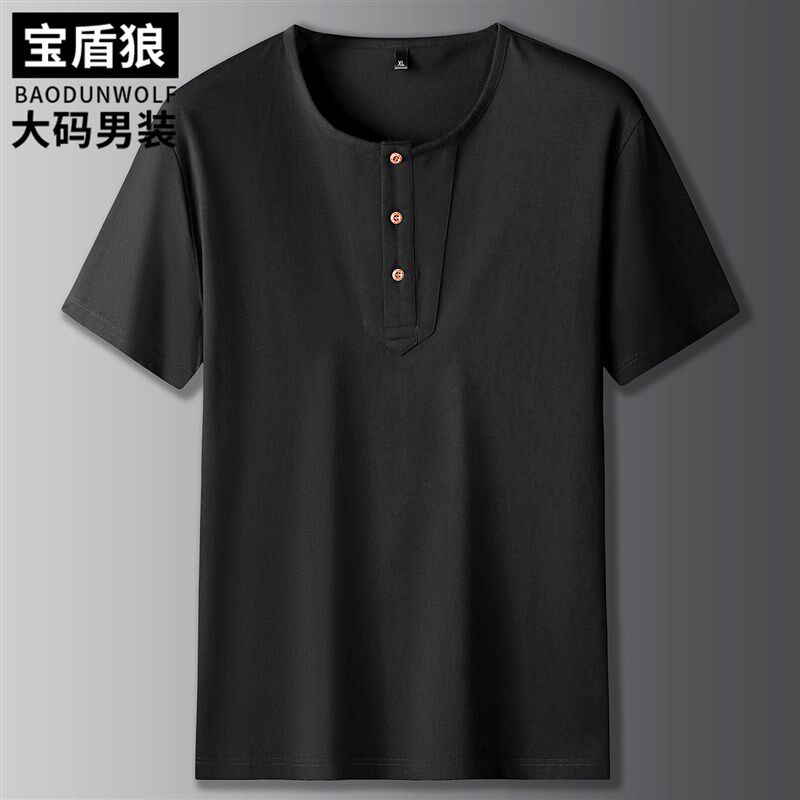 加肥加大码夏季薄款男装半袖T恤胖子宽松休闲圆领棉质短袖体恤衫