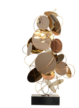 酒店大堂现代摆件金属不锈钢艺术品客厅装L饰品样板间落地雕塑摆