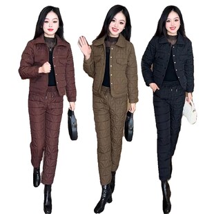 冬季时尚棉d衣套装女小个子2025新款高级感时髦洋气减龄显瘦两件