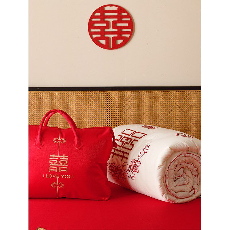 A类大豆蛋白婚庆被芯喜字刺绣y结婚被子春秋冬季加厚保暖床上用品