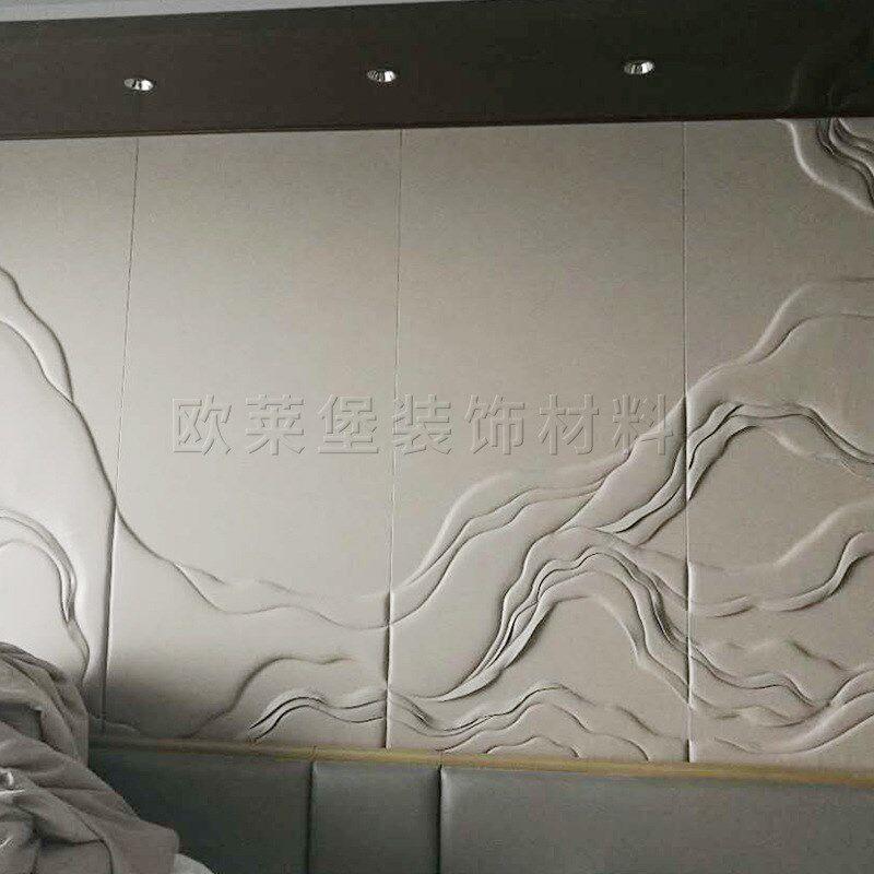 单色浮雕背景墙酒店床头软包客厅电视背景板现代V简约立体背景墙
