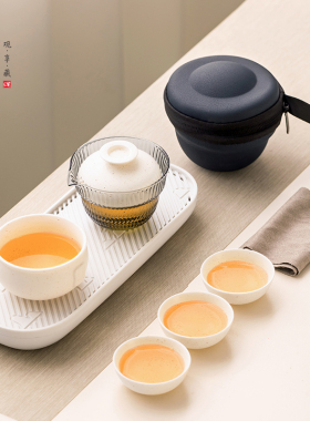 户外旅行茶具套装便携式收纳包整套女士单人一壶一杯四杯定制logo