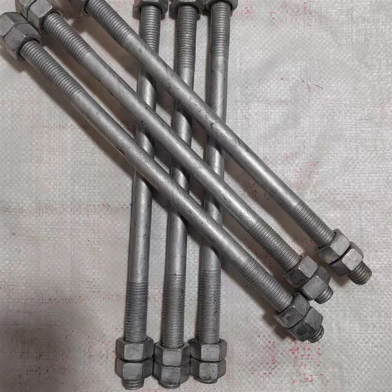 热镀锌双头螺栓电力横担穿墙丝M16M18*2J50-500碳钢Q235防锈