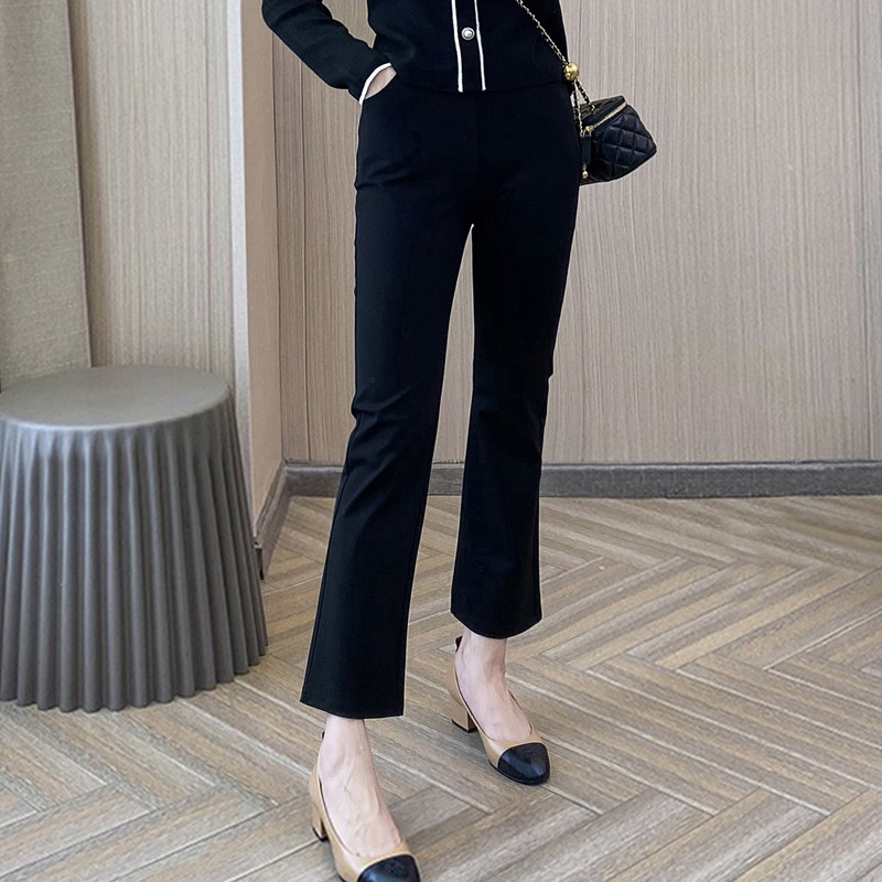 秋冬加绒微喇裤2022新款长裤大码女裤九分高腰显瘦休闲喇叭裤子女
