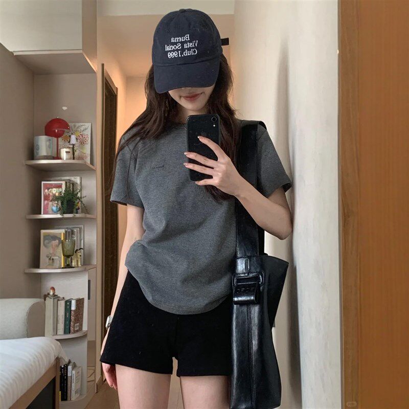 黑色休闲运动短裤女夏季大码胖mm高腰弹力遮胯显瘦a字包臀热裤子