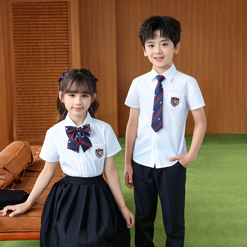 中小学生校服夏装幼儿园园服班服英伦短袖套装老师儿童表演毕业服