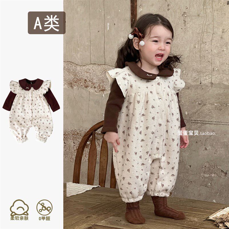 女宝宝衣服背带裤婴儿秋冬装超萌两件套装洋气冬季加绒婴幼儿一岁