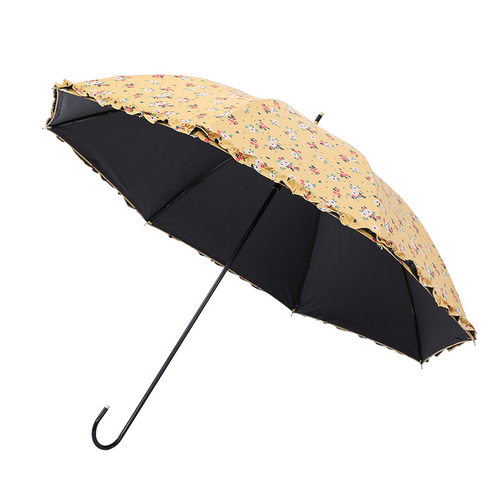 遮阳伞花边长柄伞k黑胶抗UV公主伞晴雨直杆伞遮阳伞女碎花清新