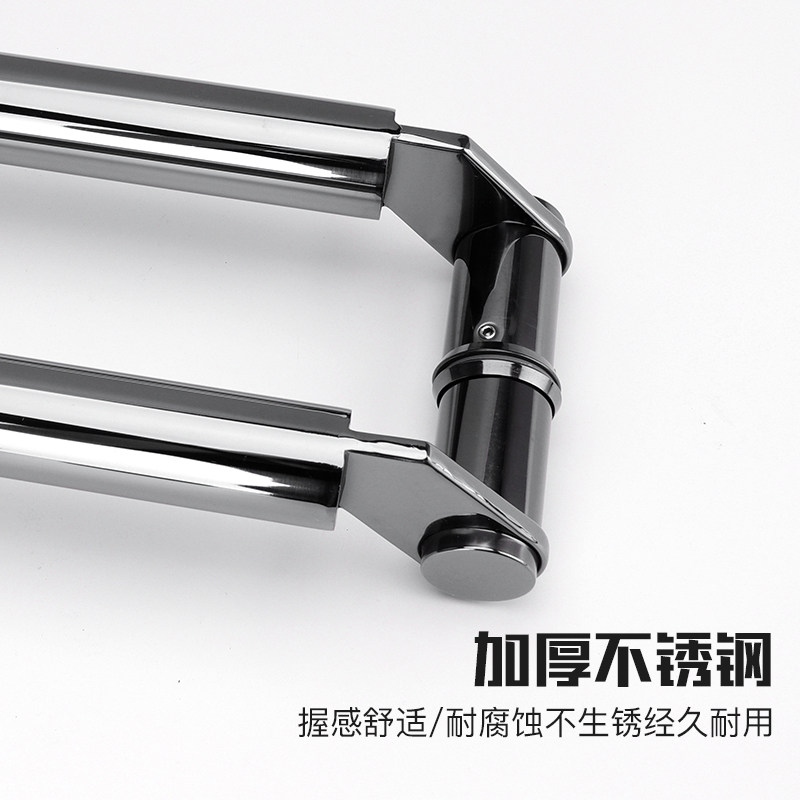 玻璃门大拉手不锈钢电镀中u砂加厚刀头型斜拐脚有框门推拉门把手