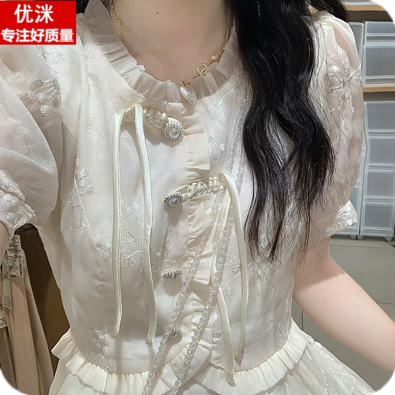 女大童高级感连衣裙夏季初中生新中式国风裙子12岁女孩甜美公主裙