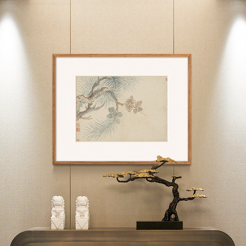 恽寿平 活色生香 新中式餐厅装B饰画玄关画茶室书房挂画木框花鸟
