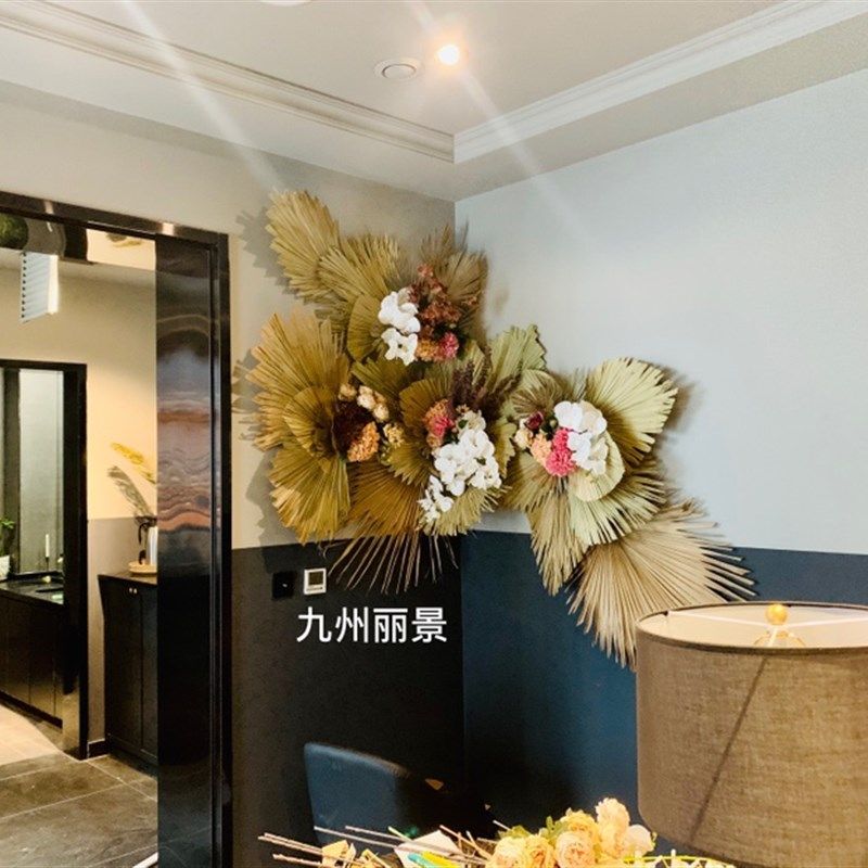 墙面装饰干花 落地装饰干t花 橱窗花艺 悬挂装饰花艺 垂直干花组