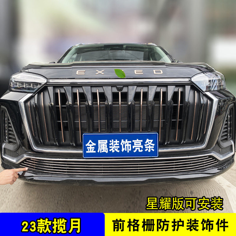 23款星途c揽月中网外观改装饰条 前杠专用爆改防护网亮条配件用品