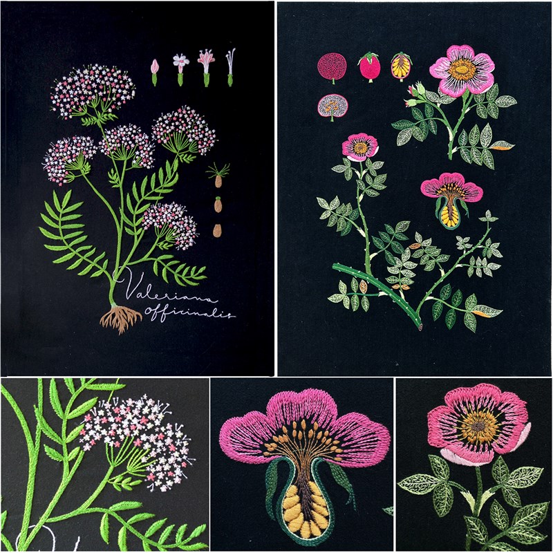 植物标本画手工DIY布艺欧式刺绣材料包家装饰挂画壁画绣花套件