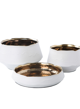 现代简约黑白内金陶瓷花瓶花盆摆件家G居客厅餐桌插花器果盘装饰