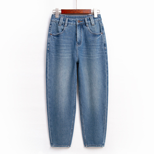 宽松显瘦九分老爹萝卜裤 新款 女小个子2025春季 复古高腰哈伦牛仔裤